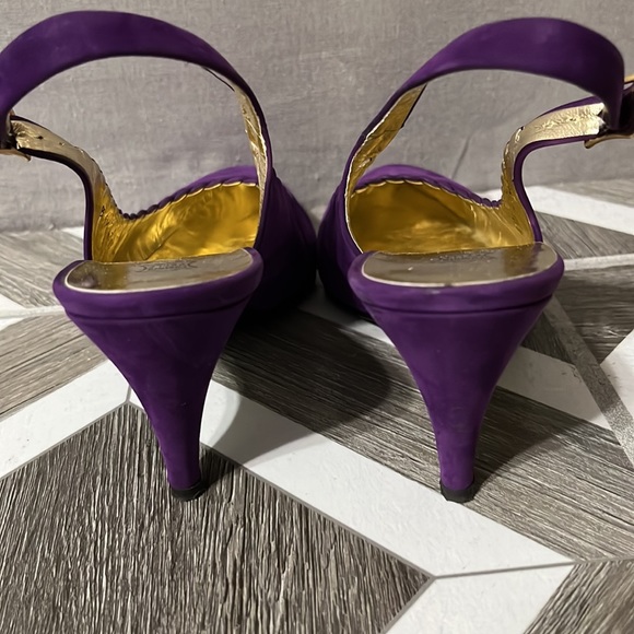🌟Bruno Magli Purple Sling Back Suede Leather Heels Sz-6 1/2 B - Picture 6 of 9
